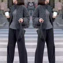 网红爆款时尚套装女2024秋冬新款气质宽松显瘦加棉外套休闲直筒裤