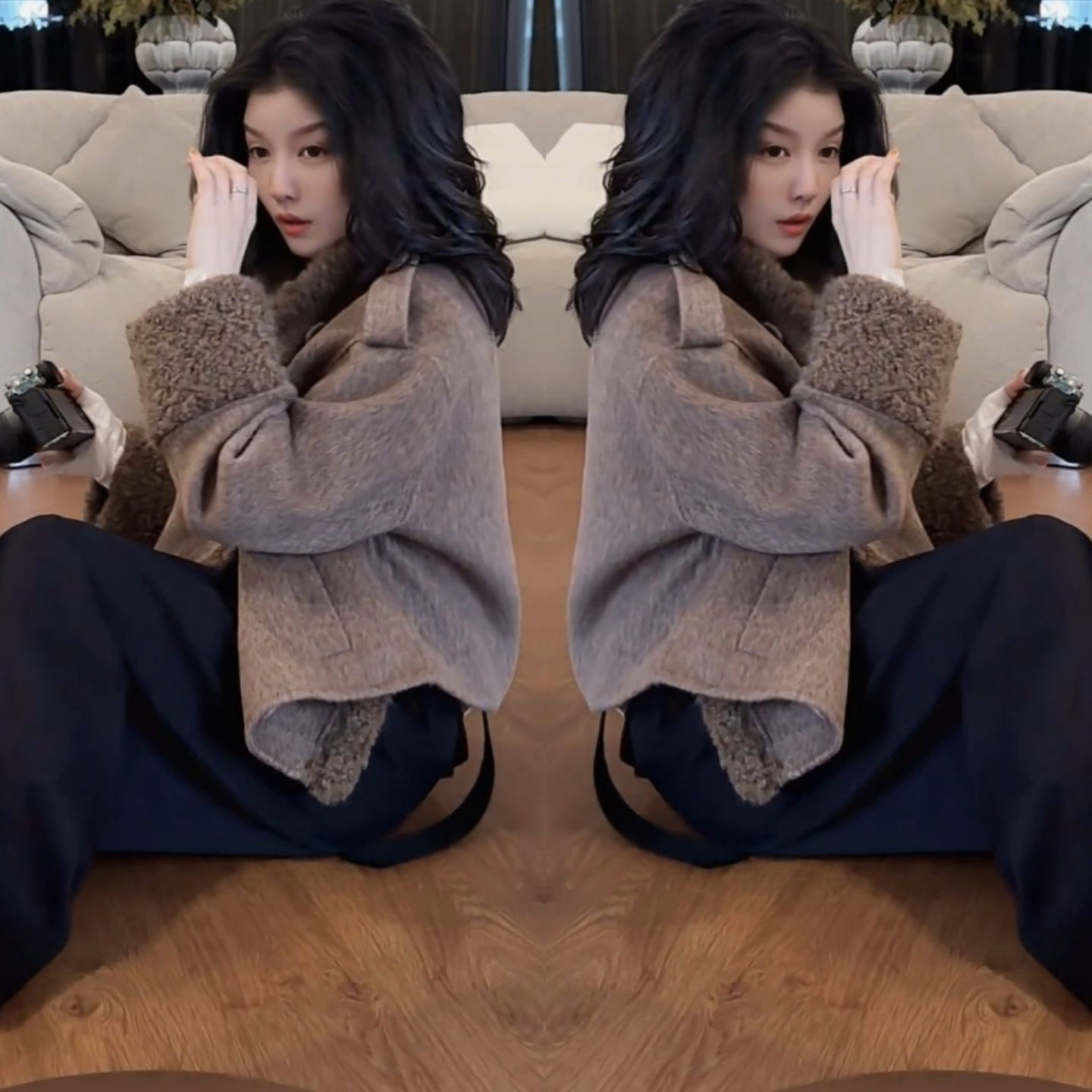 慵懒风时尚设计感外套女2025秋冬新款加厚保暖宽松毛绒绒百搭上衣