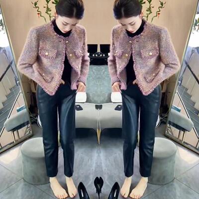 洋气修身显瘦编织粗花呢百搭上衣