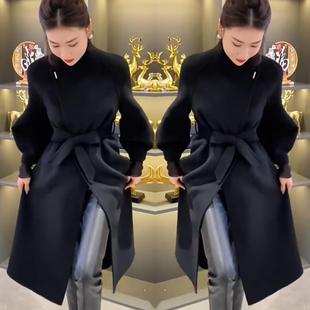 小个子网红爆款毛呢外套女2026年春秋新款气质显瘦中长款呢子大衣