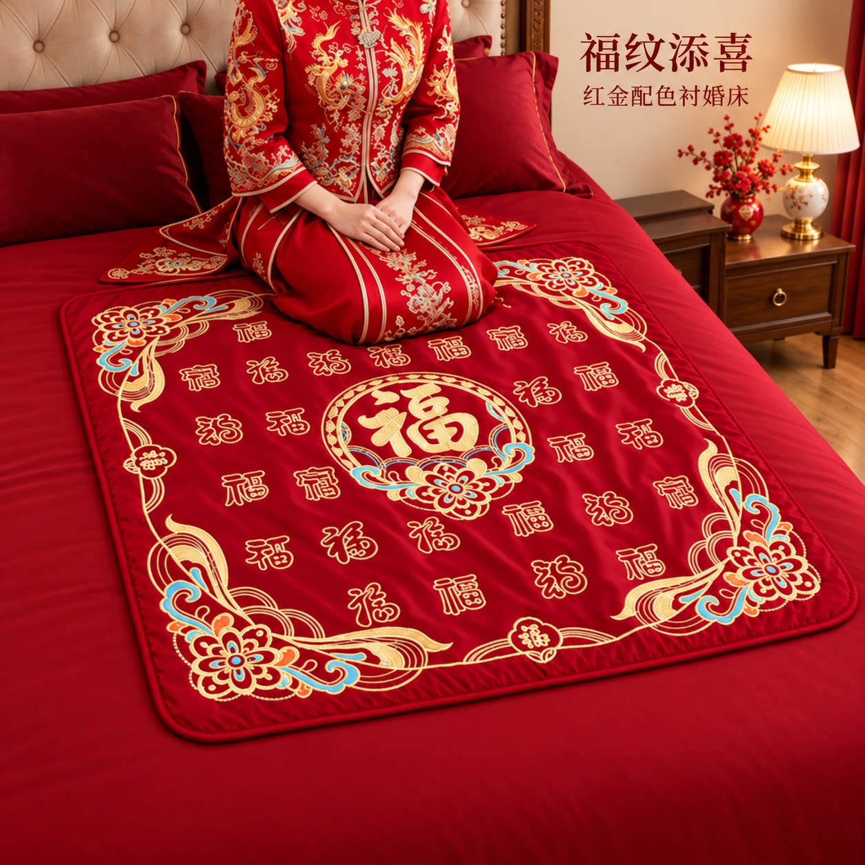 婚床新娘百福坐福垫结婚床上坐垫