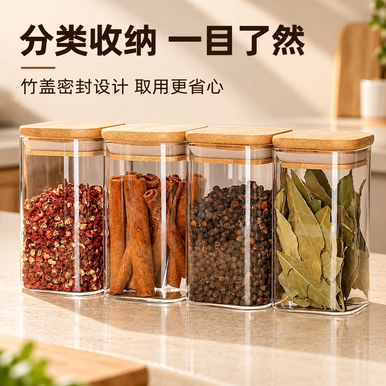 调味瓶罐厨房家用香料收纳盒调料品分装瓶玻璃密封储物罐装料容器
