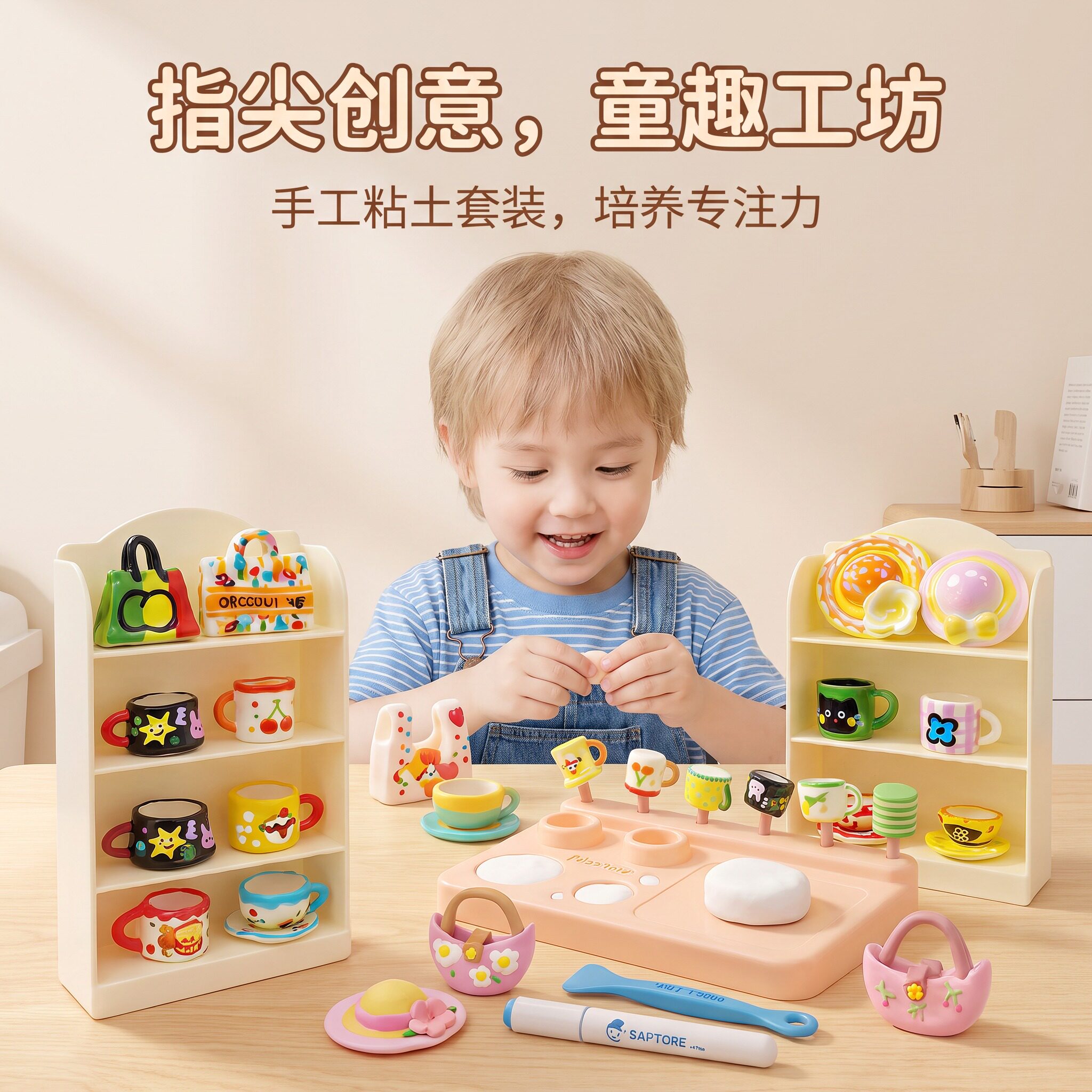 指尖造物工坊手工DIY迷你石塑粘土小杯仿真微缩摆件超轻黏土玩具