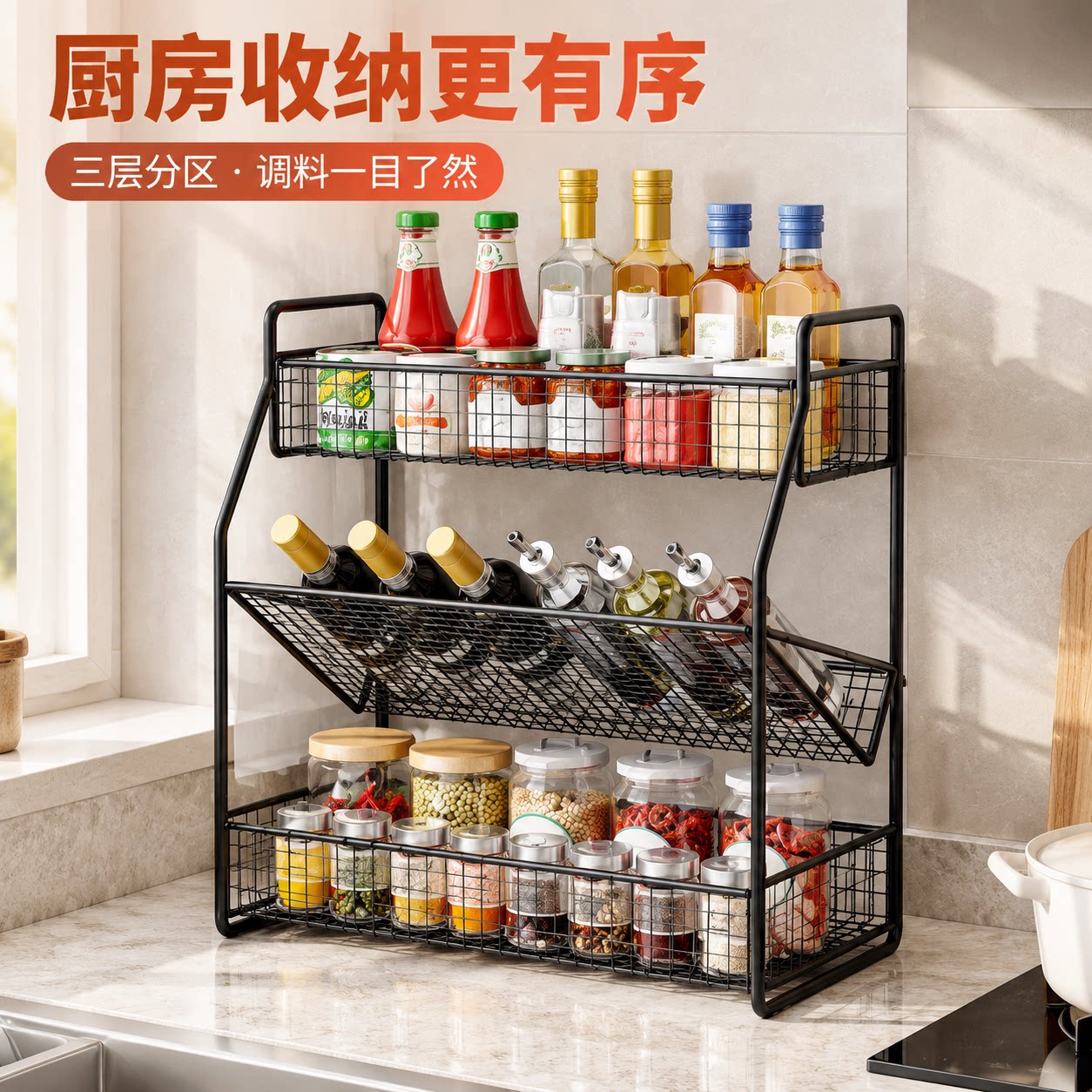 调味料置物架厨房调料瓶收纳神器