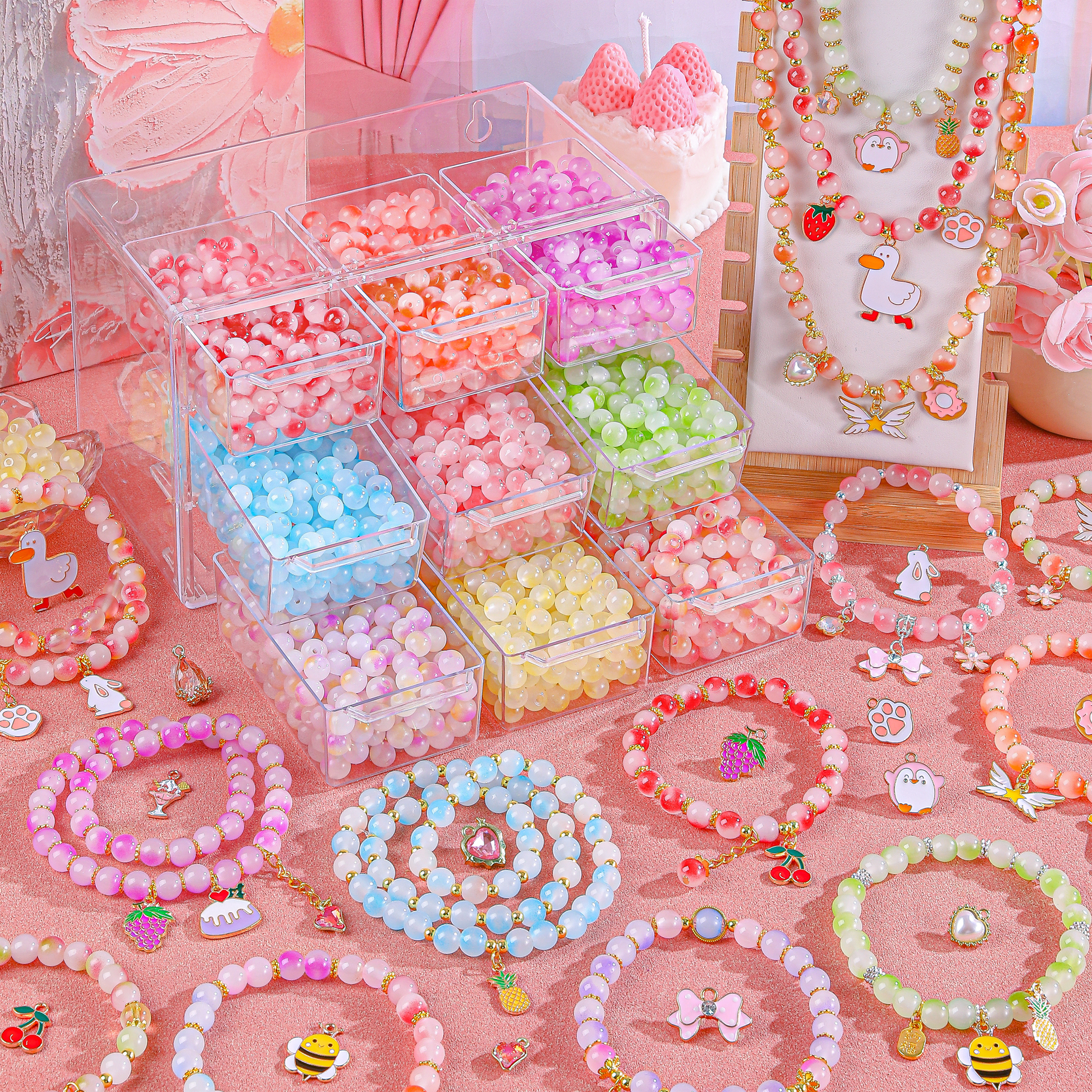 儿童琉璃串珠手链diy材料