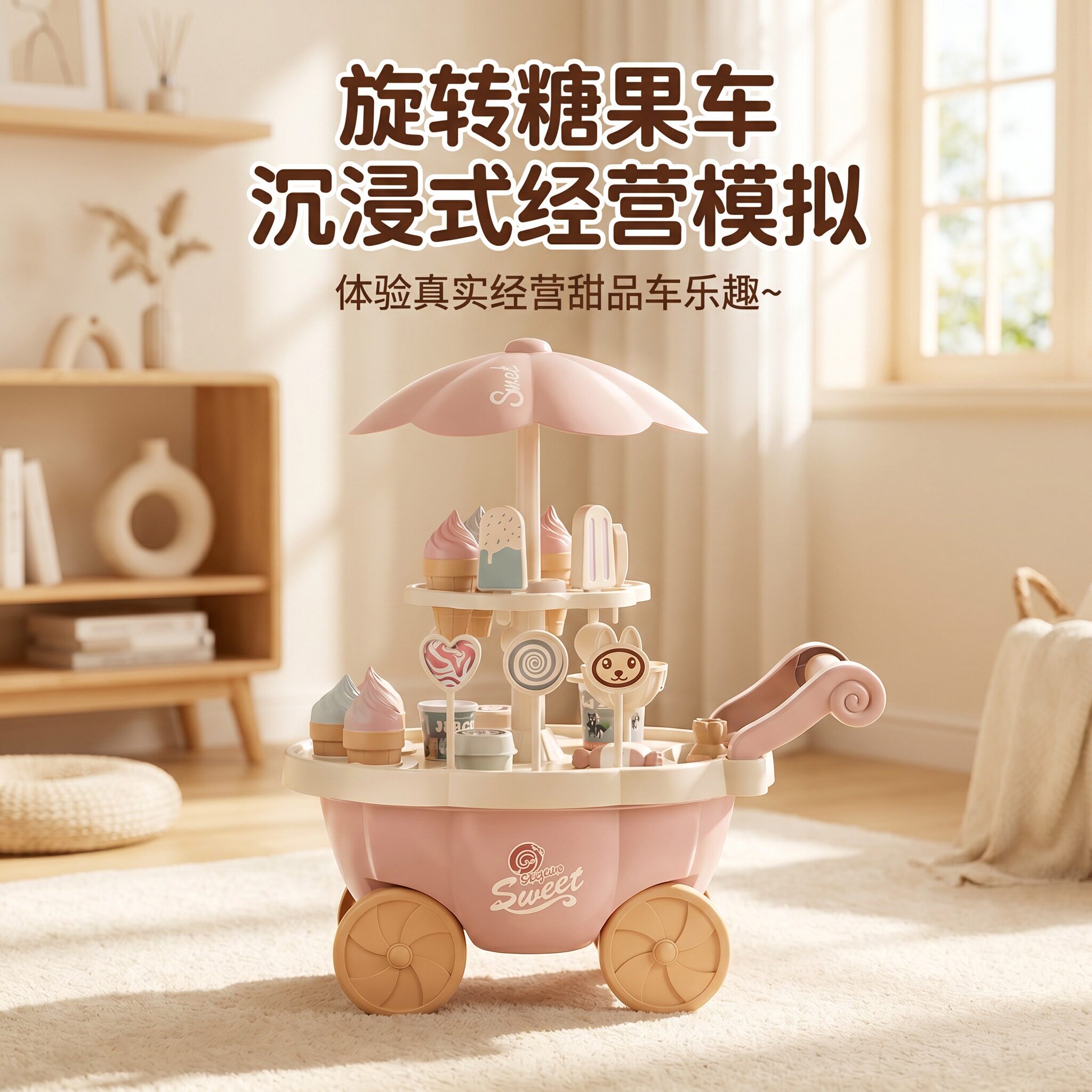奇幻旋转糖果冰淇淋车过家家玩具