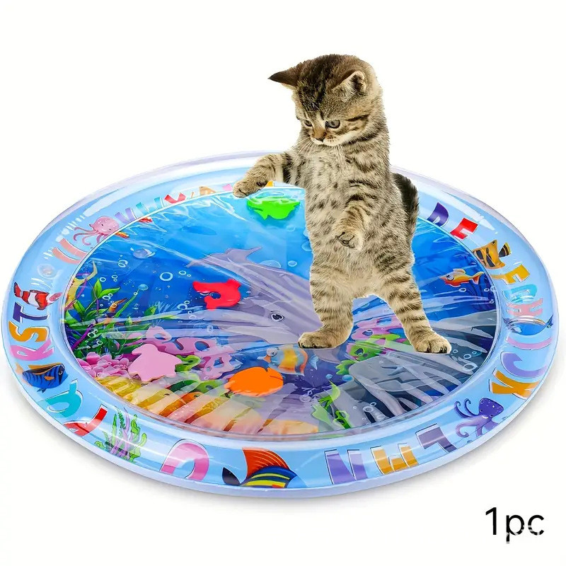 夏日环保PVC加厚大号圆形耐抓猫狗充气水床宠物降温玩具