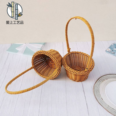 插花小手提篮子装饰迷你真藤编织