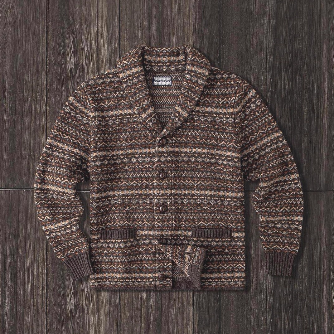 MT.Robson费尔岛重磅开衫青果领外套夹克美式复古加厚德国机织