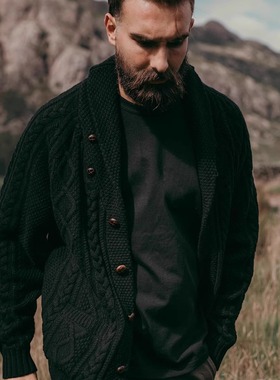 MT.Robson 24新款青果领开衫 重磅羊毛毛衣外套美式复古阿兰针织