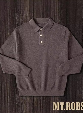 MT.Robson重磅Polo针织长袖套头保暖美式复古男女加厚毛衣可机洗