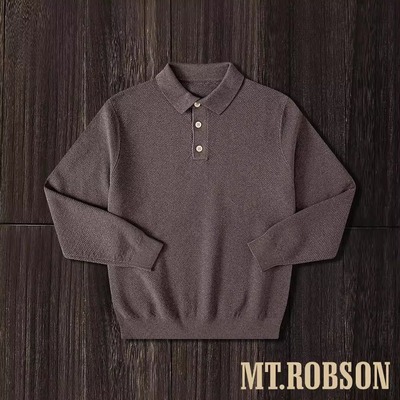 MT.Robson重磅Polo针织长袖套头保暖美式复古男女加厚毛衣可机洗