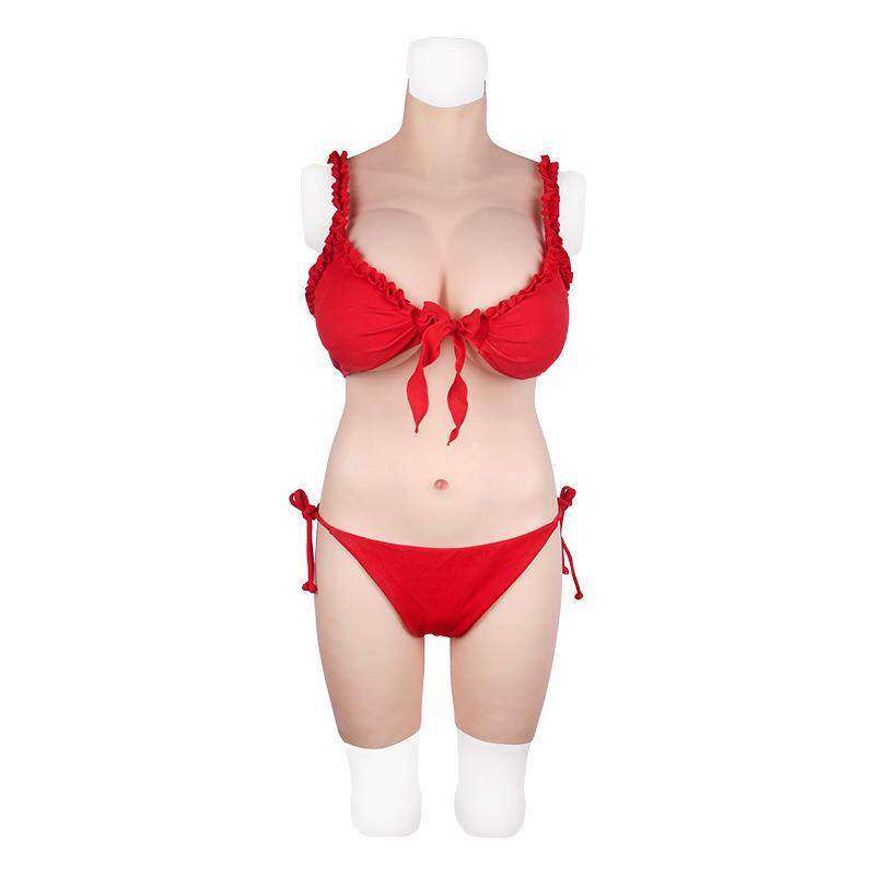 艺容四代实心五分G杯连体衣伪娘假阴硅胶假皮肤义乳假胸连体