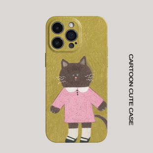 苹果iPhone17卡通猫咪菲林硬壳手机保护套可爱ins风全包保护壳适用华为mate80promax苹果15 13pro磨砂软壳