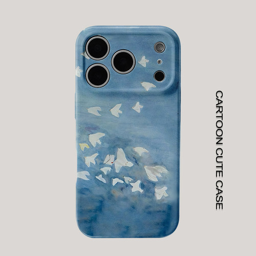 适用于iPhone17pro手机壳菲林壳水彩白鸽治愈温柔小众手绘华为mate80promax苹果15/16/13磨砂软壳16pro小米17