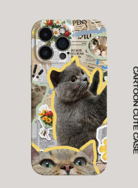 苹果iPhone17卡通猫咪菲林硬壳全包手机壳可爱保护套适用小米Civi5ProOPPOA58红米Note12RPro一加ACE3V荣耀GT