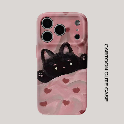 适用于iPhone17手机壳菲林壳可爱油画睡觉猫咪保护套个性创意适用华为mate80promax苹果15/16/13磨砂软壳女生