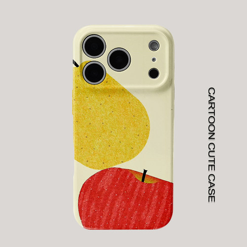 适用于iPhone18proins 复古水果插画手机壳苹果梨子手绘小众文艺华为mate80promax苹果17/15/13磨砂软壳16pro