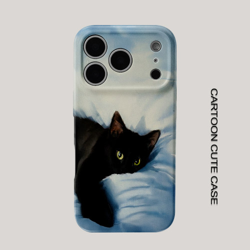 适用于iPhone17手机壳菲林壳可爱卡通睡觉猫咪保护套个性创意适用华为mate80promax苹果15/16/13磨砂软壳女生