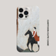 苹果iPhone卡通菲林硬壳手机保护套人物骑马艺术油画风全包防摔手机壳适用苹果17 14promax华为mate80