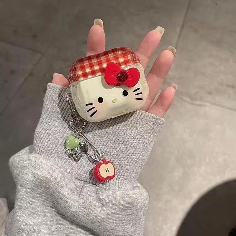 钻石蝴蝶结凯蒂猫适用airpodspro3保护壳airpods4代5代蓝牙耳机壳