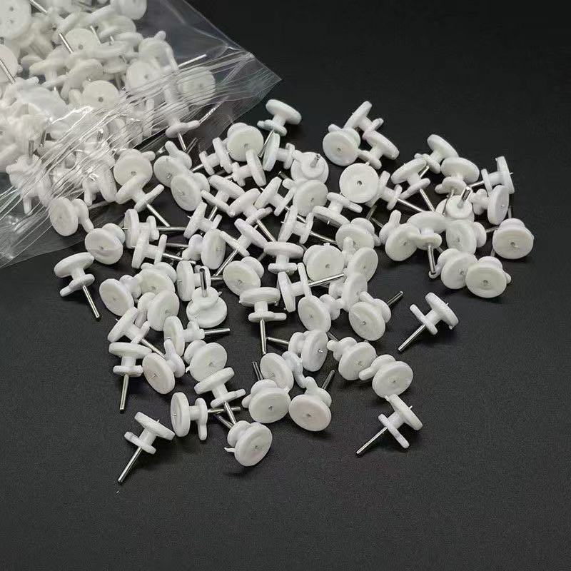 白色圆盘工字钉 软木板照片固定图钉 布艺手工定位塑料大头钉图片