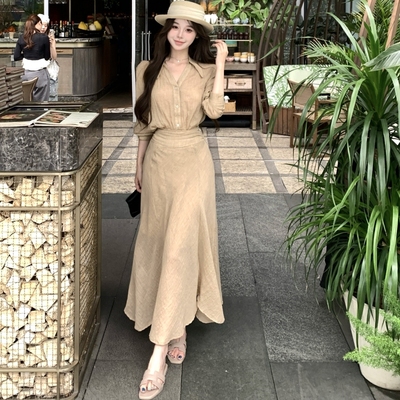 气质名媛套装裙长袖衬衫半身裙
