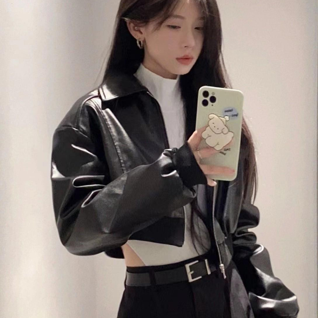 黑色短款pu皮衣外套女2026春季新款高级夹克港风爆款设计感上衣女