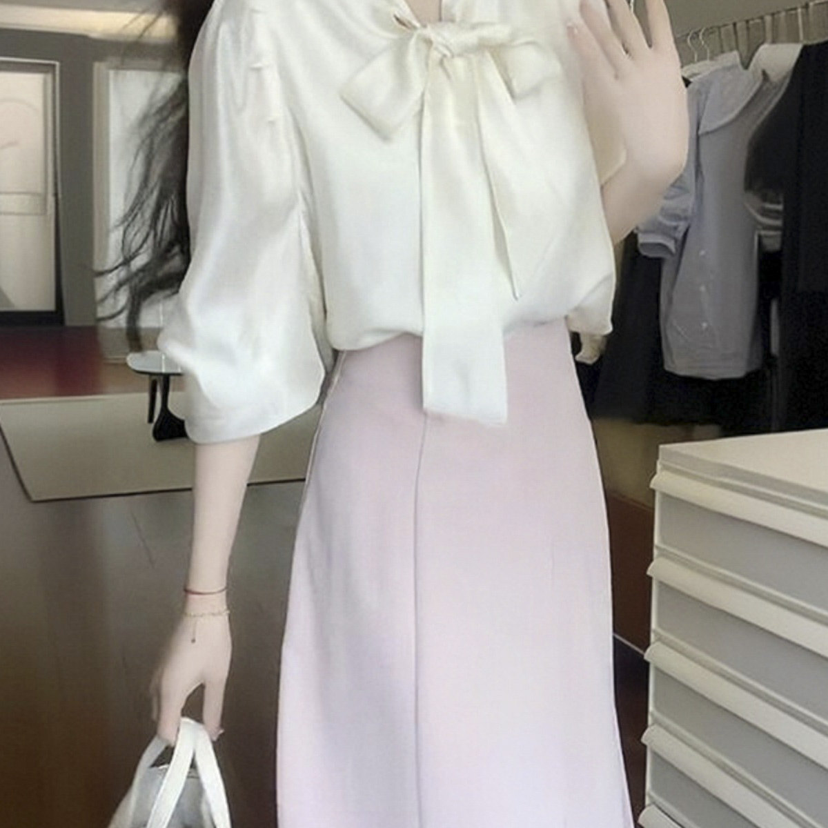 春季穿搭一整套女法式小香风衬衫气质搭配上衣气质半身裙两件套女