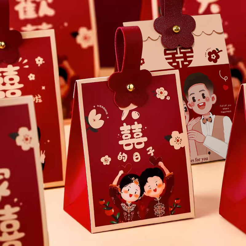 喜糖盒子结婚专用2025新款订婚手提喜糖袋礼盒空盒婚礼糖果包装盒