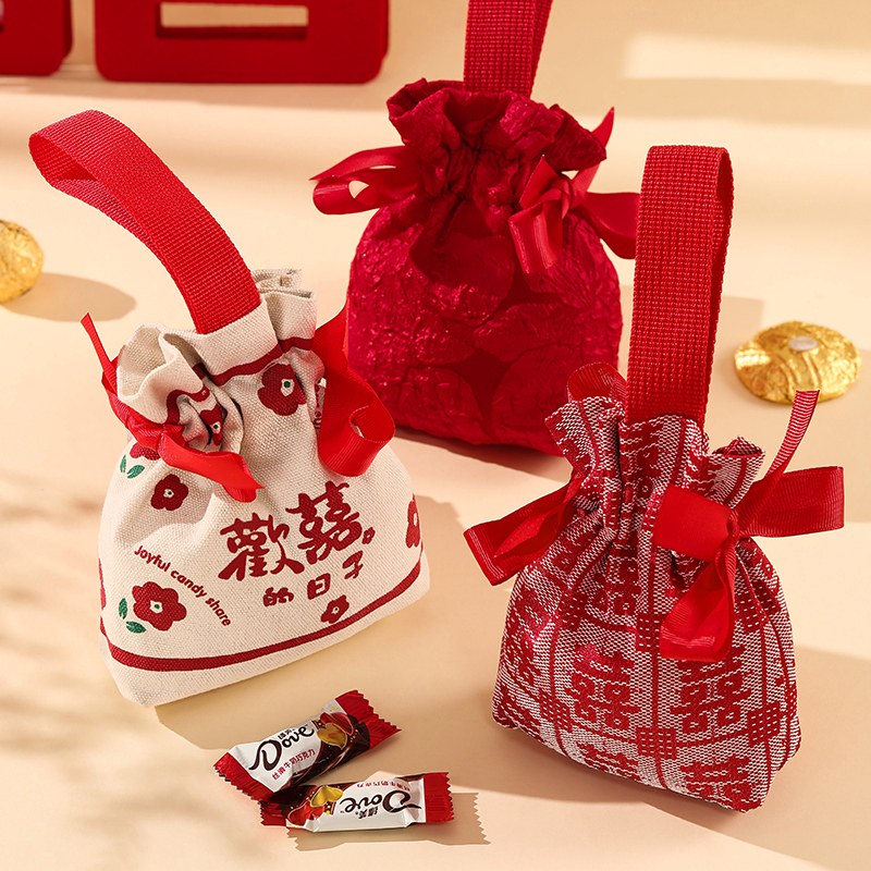 新款结婚喜糖盒婚礼专用糖果喜糖袋高级感伴手礼零食袋子婚庆专用