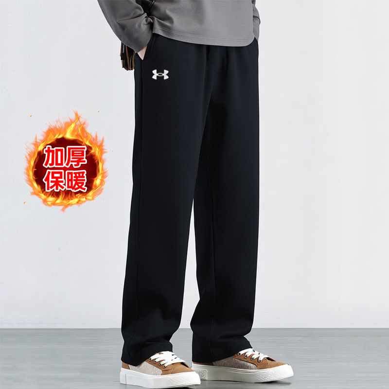 UA安德玛加绒裤子男裤秋冬保暖长裤运动裤宽松直筒休闲裤卫裤