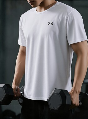 UA安德玛男士白色短袖春季新款CoolSwitch快干训练T恤半袖1382804