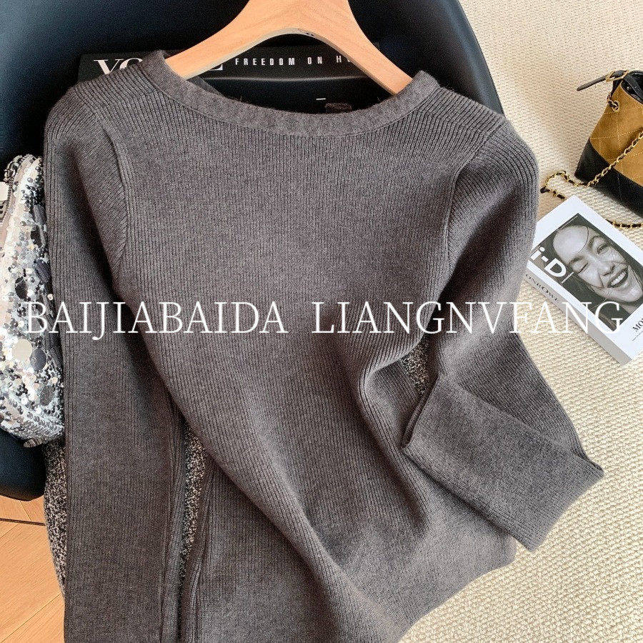 广州十三行女装欧货秋冬季法式小香风时尚蝴蝶结假两件针织衫毛衣