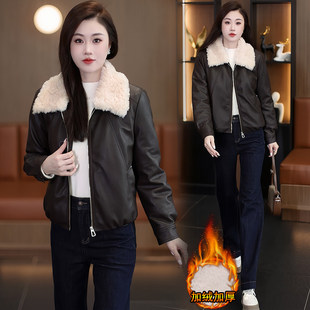 皮衣女款2025新款超火冬装外套今年流行爆款巨好看的初冬加绒夹克