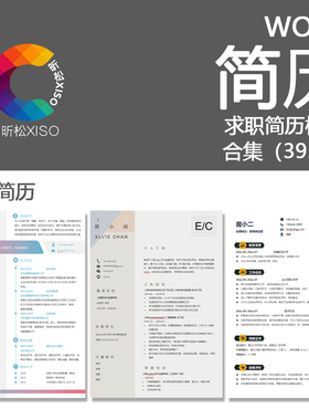 个人求职简历模板面试跳槽届毕业生校招创意简约英文电子版word集