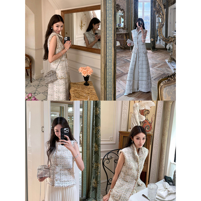 Boamarket 典藏系列 长短2款粗花呢马甲女小香风无袖气质优雅上衣