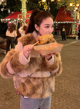 Boamarket 环保毛软呢棉服时尚大气女2024冬季新款仿真皮草外套