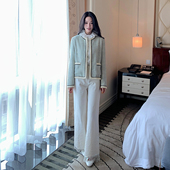 手工坊手工珠片牛仔裤 女秋新款 直筒白色裤 Boamarket 子 售完无补