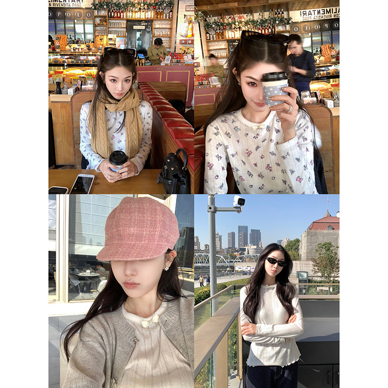 Boamarket 【少女样本】2色长袖上衣女新款优雅减龄圆领T恤打底衫