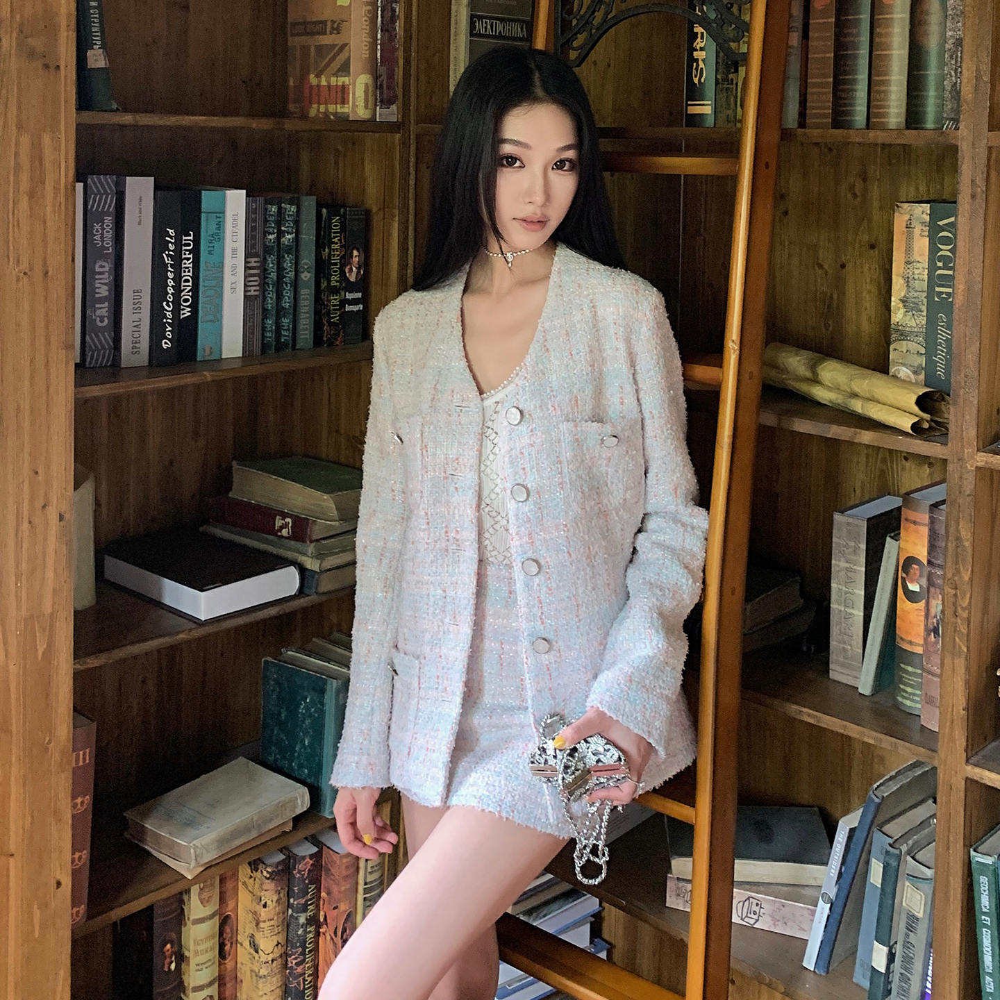 Boamarket挪不开眼的面料套装小香上衣外套半身裙两件套 售完无补