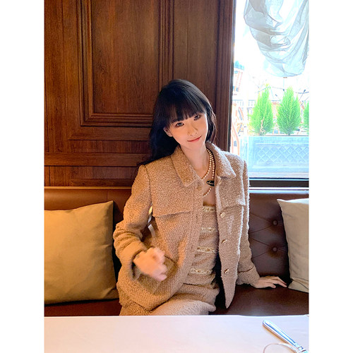 Boamarket 针织软糯小香短外套重工贵气抹胸连衣裙套装女春季新款