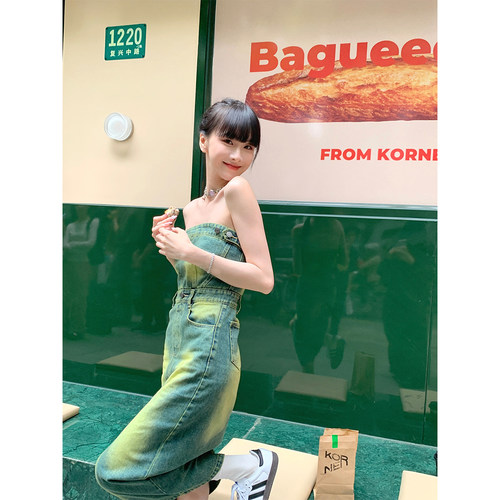 Boamarket复古牛仔抹胸裙