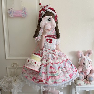 原创设计Lolita洋装 韩菇凉 小众jsk吊带连衣裙女 樱桃烘焙曲