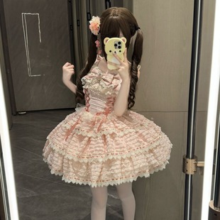 原创设计Lolita洋装 韩菇凉 小众jsk吊带连衣裙女夏季 花笺曲