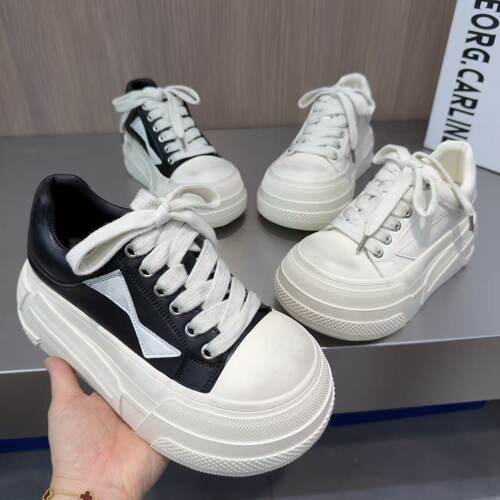 厚底增高小白鞋女系带百搭