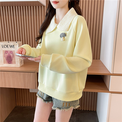 小个子初中生娃娃领卫衣女秋冬季