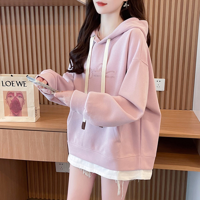 春秋季2025新款小个子拼接卫衣女