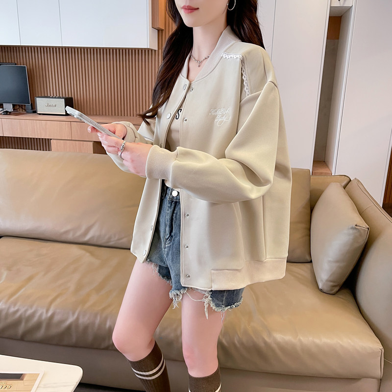 设计感小众棒球服圆领外套女夹克图片