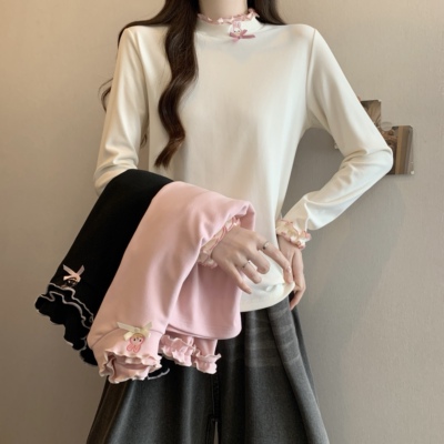 半高领德绒内搭打底衫长袖t恤女